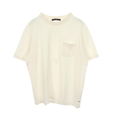 ルイ・ヴィトン LOUIS VUITTON ハーフダミエ ポケット 鹿の子 クルーネック 半袖Tシャツ 衣料品 トップス コットン メンズ ホワイト系 【中古】