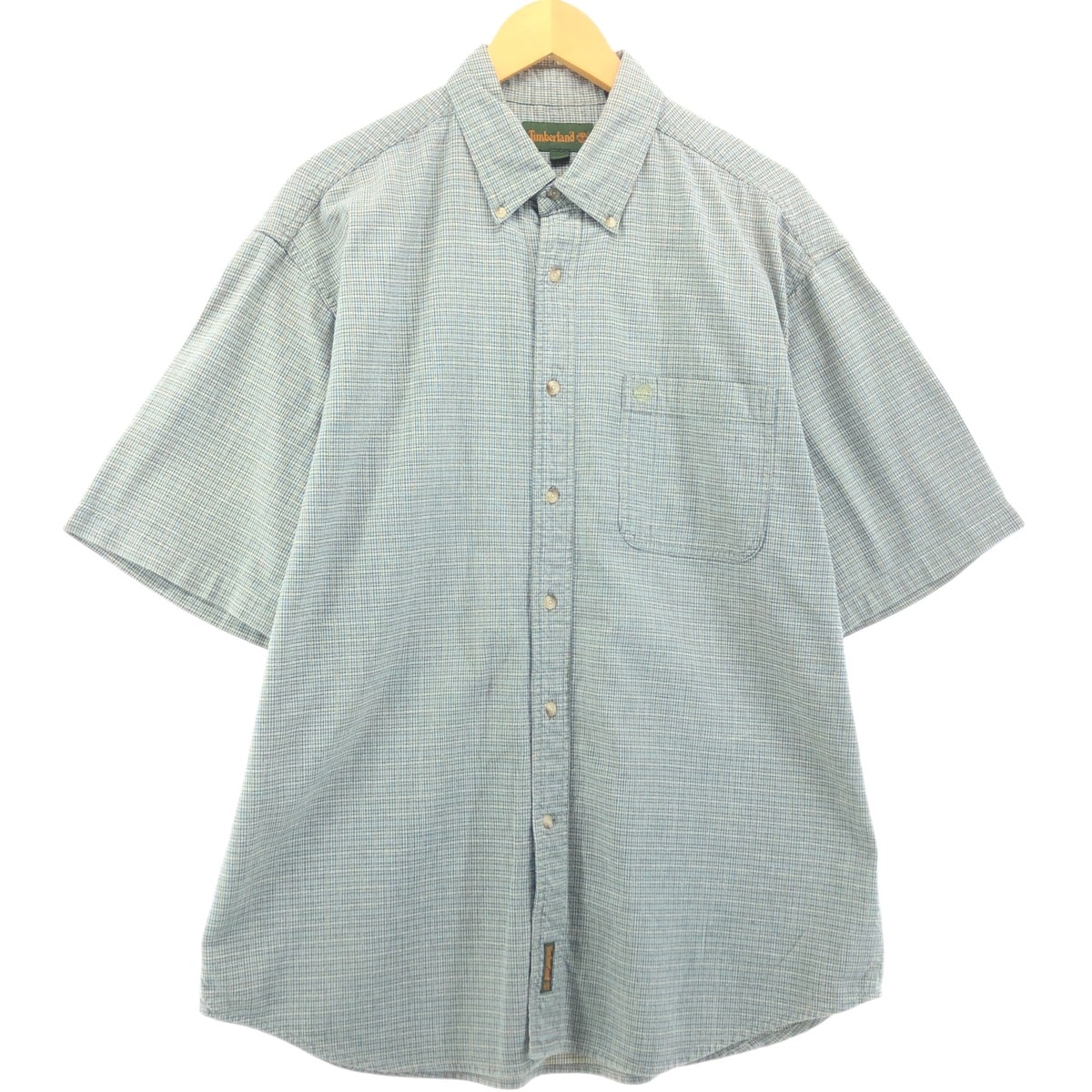 古着 90~00年代 ティンバーランド Timberland 千鳥格子柄 半袖 ボタンダウンシャツ メンズL相当 ヴィンテージ/eaa554561