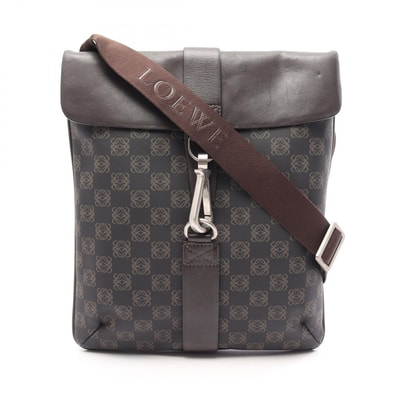 ロエベ LOEWE アナグラム ショルダーバッグ バッグ PVCコーティングキャンバス レザー メンズ レディース ブラック系 / ブラウン系 【中古】