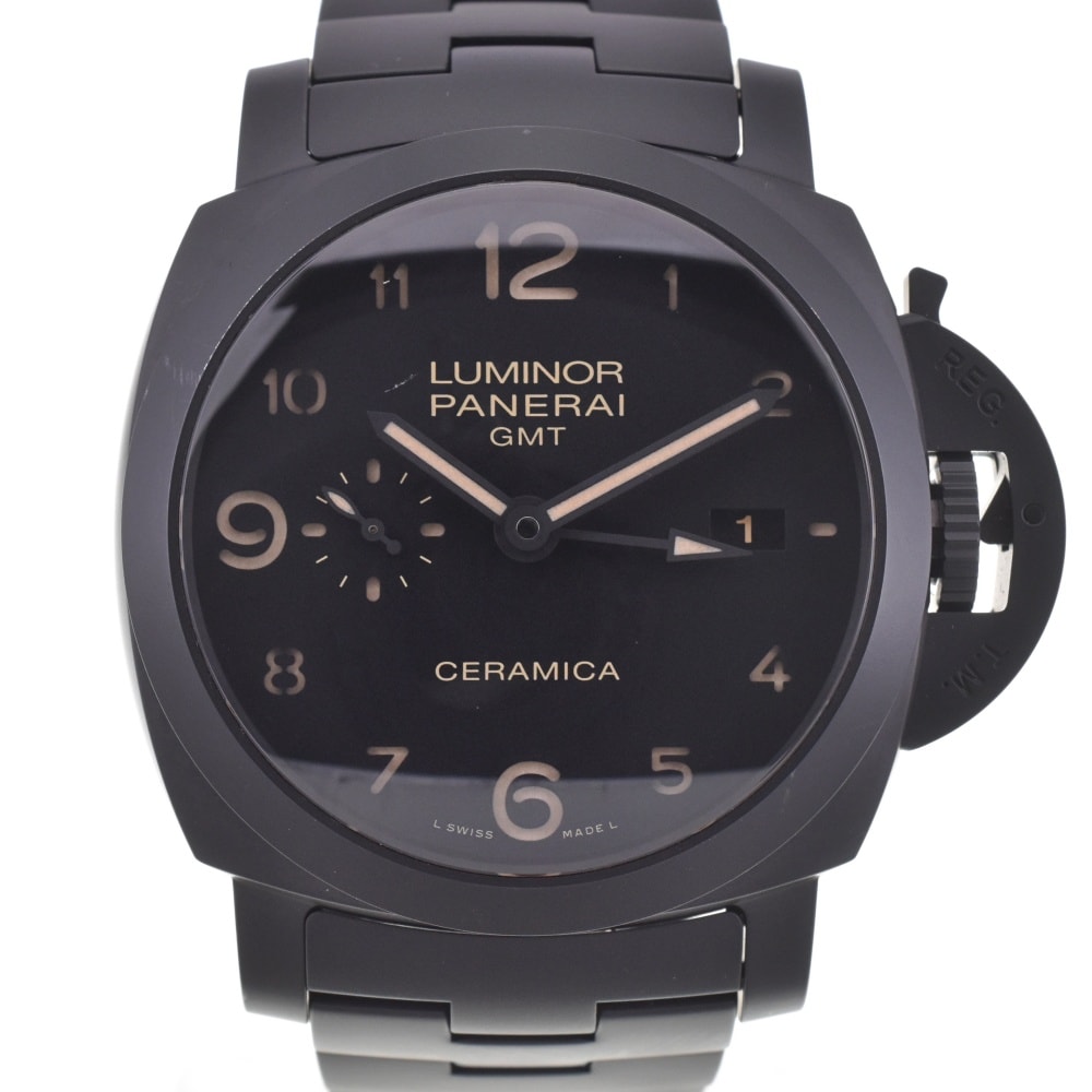 値下 パネライ PANERAI PAM00438 ルミノール 1950 3DAYS GMT トゥットネロ セラミック スモールセコンド メンズ 美品 K#142916