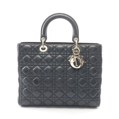 ディオール Dior レディディオール ラージ カナージュ ハンドバッグ バッグ レザー レディース ブラック系 【中古】