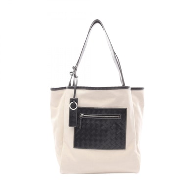 ボッテガヴェネタ BOTTEGA VENETA Corriere リバーシブル トートバッグ バッグ キャンバス レザー スウェード メンズ ホワイト系 / ブラック系 / カーキ系 【中古】