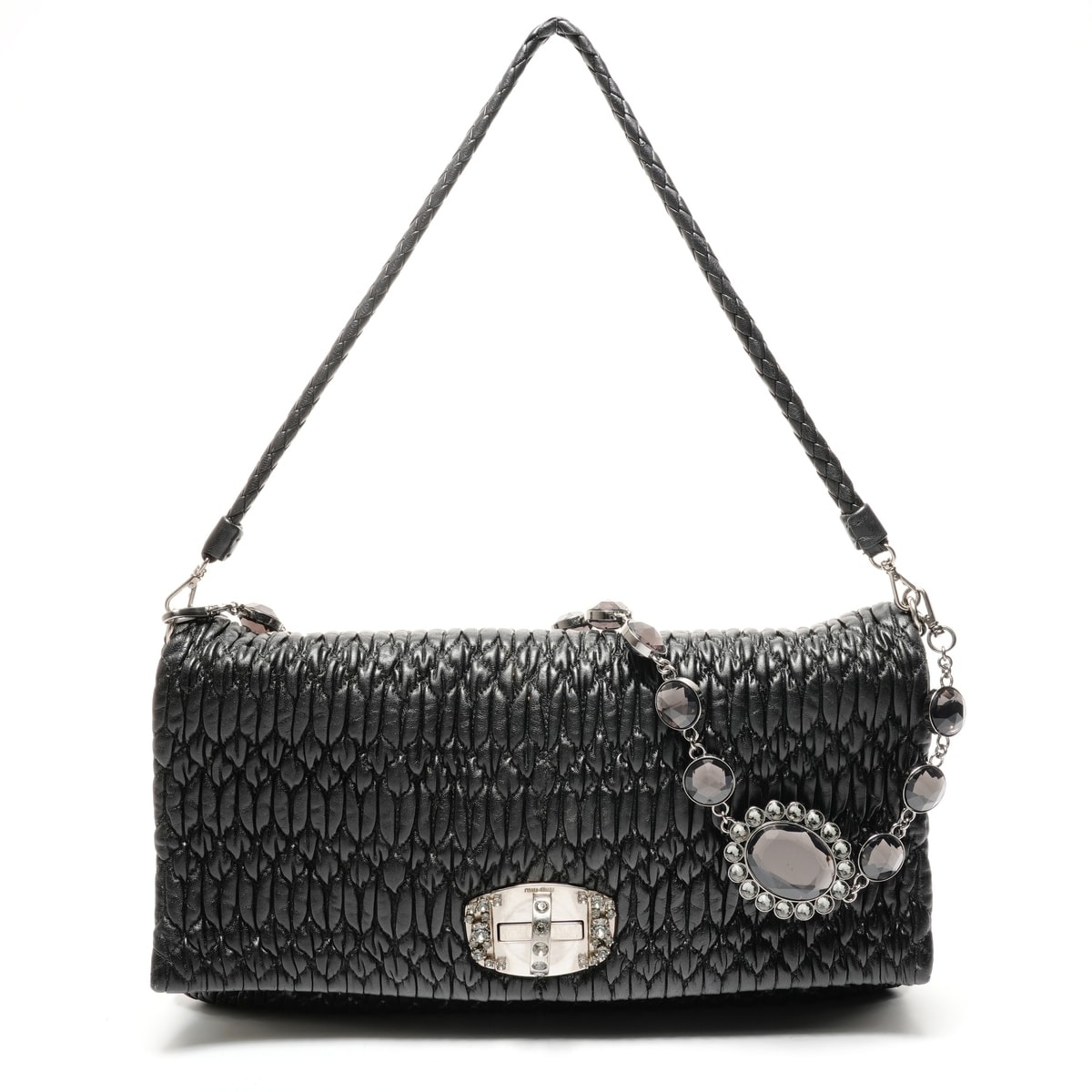 ミュウ ミュウ Miu Miu マテラッセナッパクリスタル ショルダーバッグ【中古】