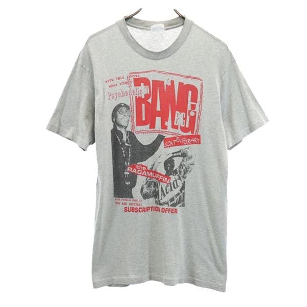 Hanes ヘインズ 90s オールド USA製 プリント 半袖 Tシャツ 42-44 グレー系