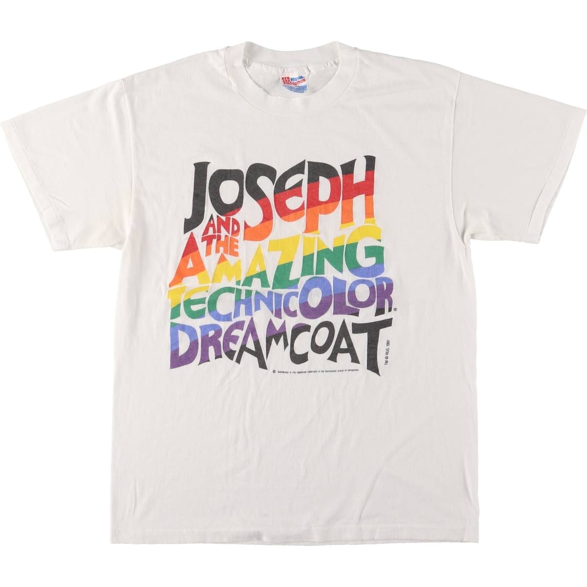 古着 90年代 ヘインズ POLY-COTTON ヨセフアンドザアメージングテクニカラードリームコート プリントTシャツ メンズL相当 ヴィンテージ/eaa571174