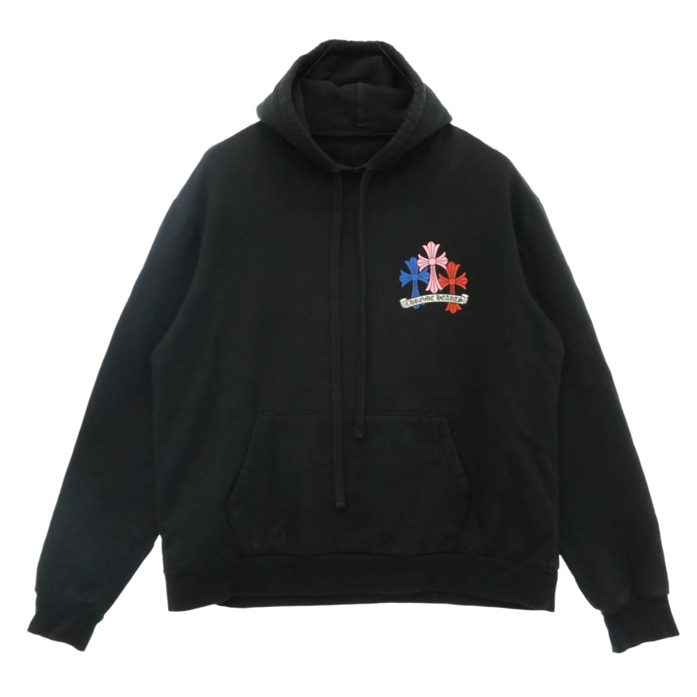 CHROME HEARTS クロムハーツ(原本無) MLTCOL CEM CRS HD PLVR マルチカラー セメタリークロス プルオーバー スウェット パーカー ブラック系 L【中古】