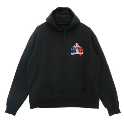 CHROME HEARTS クロムハーツ(原本無) MLTCOL CEM CRS HD PLVR マルチカラー セメタリークロス プルオーバー スウェット パーカー ブラック系 L【中古】