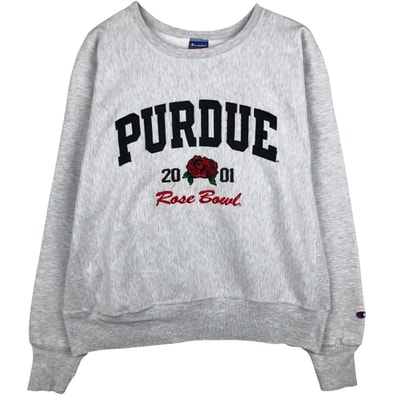 古着 00年代 チャンピオン Champion REVERSE WEAVE リバースウィーブ ROSE BOWL 2001ローズボウル PURDUE パデュー大学 カレッジスウェットシャツ トレーナー メンズXL相当/eaa606178