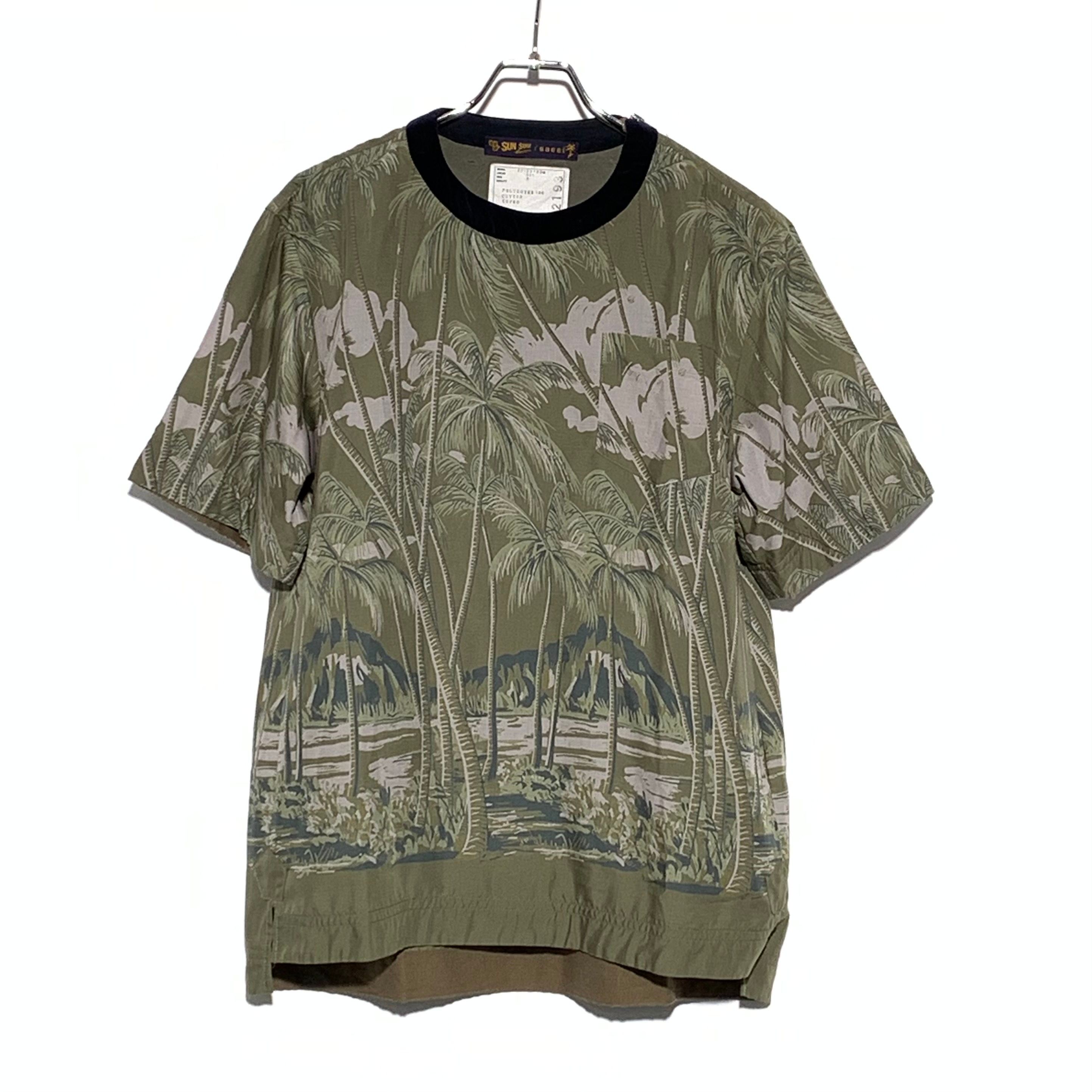 Sacai×SUN SURF 20SS パームツリー総柄Tee カーキ