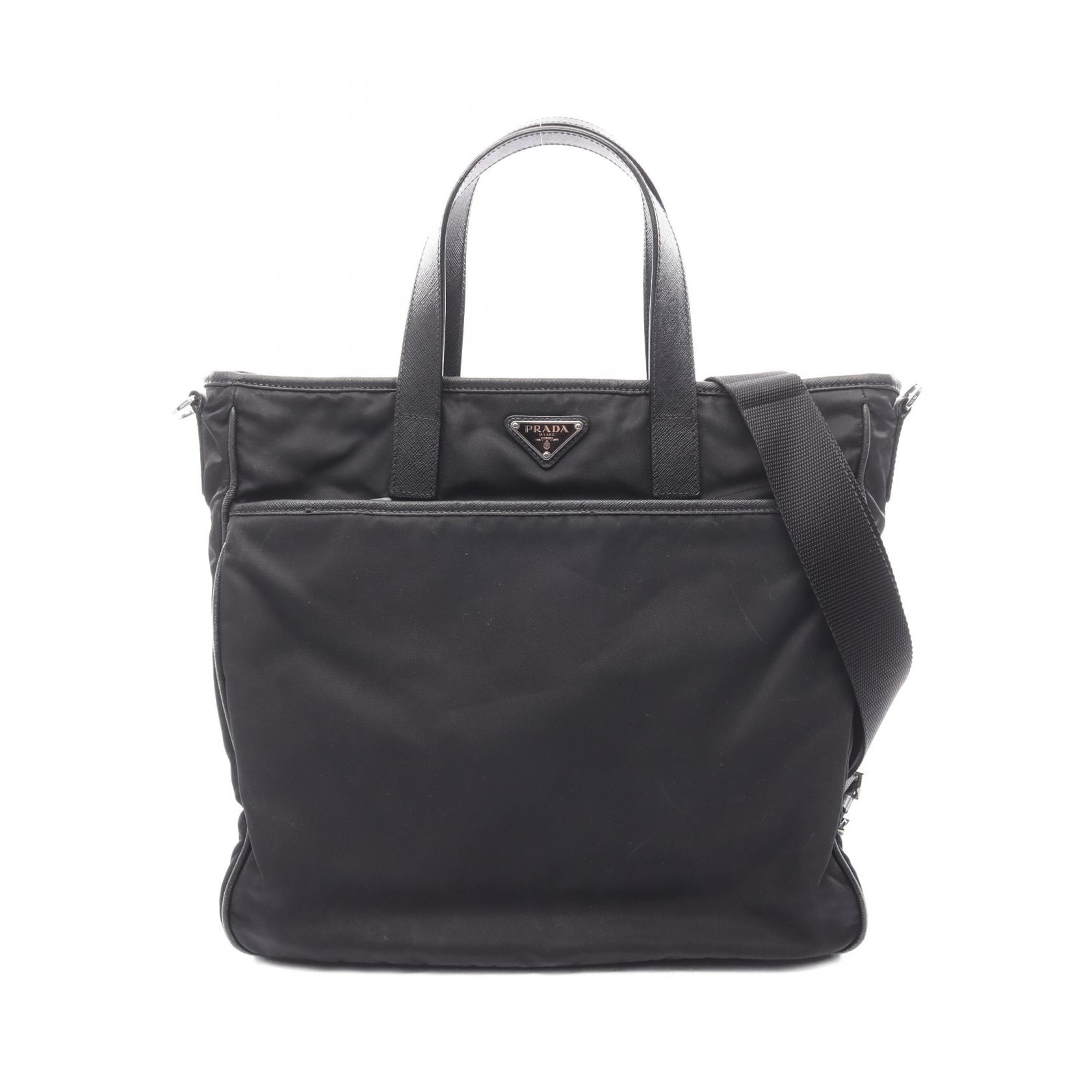プラダ PRADA ハンドバッグ バッグ ナイロン サフィアーノレザー レディース ブラック系 【中古】