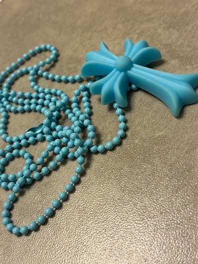 Chrome Hearts Rubber Small CH Cross Silicon Necklace "Light Blue"