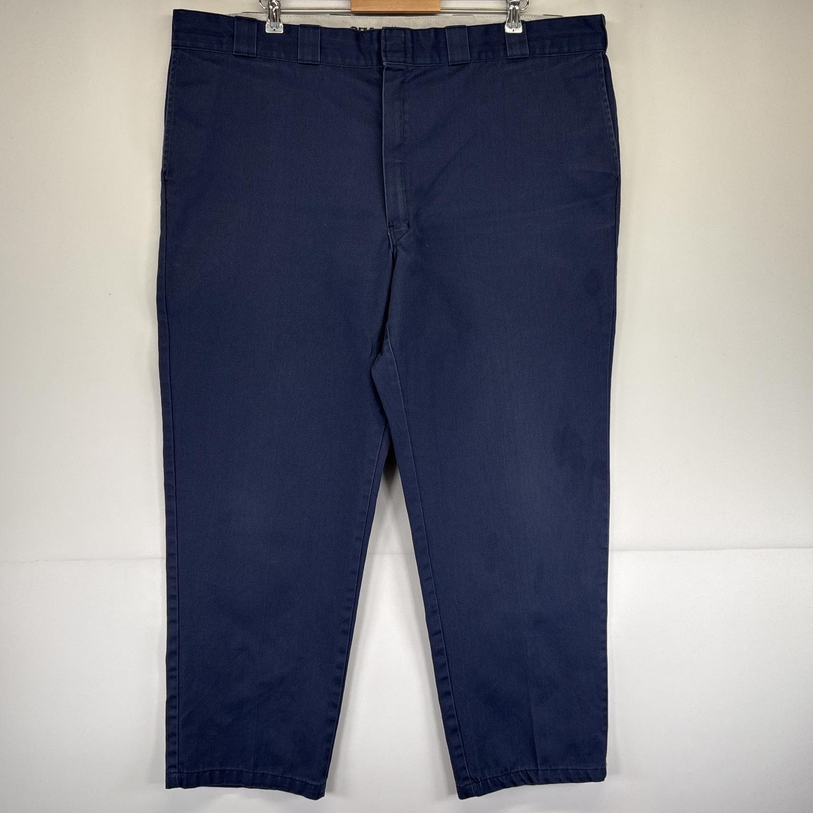 古着 ディッキーズ Dickies ワークパンツ 874 大きいサイズ テーパード チノパン 長ズボン ワンポイントロゴ w46 L32 ネイビー メンズ