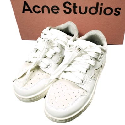 新品 Acne Studios アクネストゥディオズ イタリア製 08STHLM LOW バスケットボールスニーカー 36(23cm) WHITE/OFF WHITE 定価74,800円 スニーカー シューズ g25050