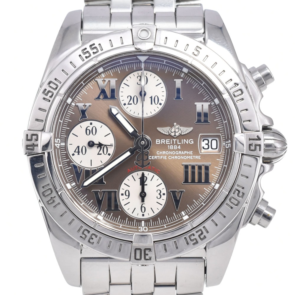 ブライトリング BREITLING A13358 コックピット クロノグラフ ブラウン 自動巻き メンズ 良品 腕時計 P#148735