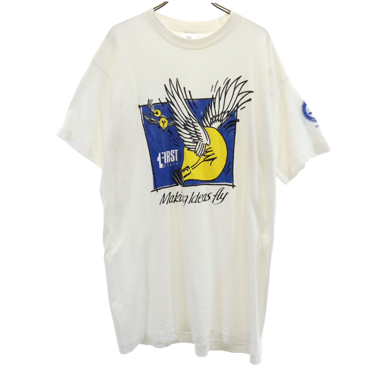FRUIT OF THE LOOM フルーツオブザルーム 90s USA製 オールド Marking ideas fly 半袖 Tシャツ L ホワイト シングルステッチ