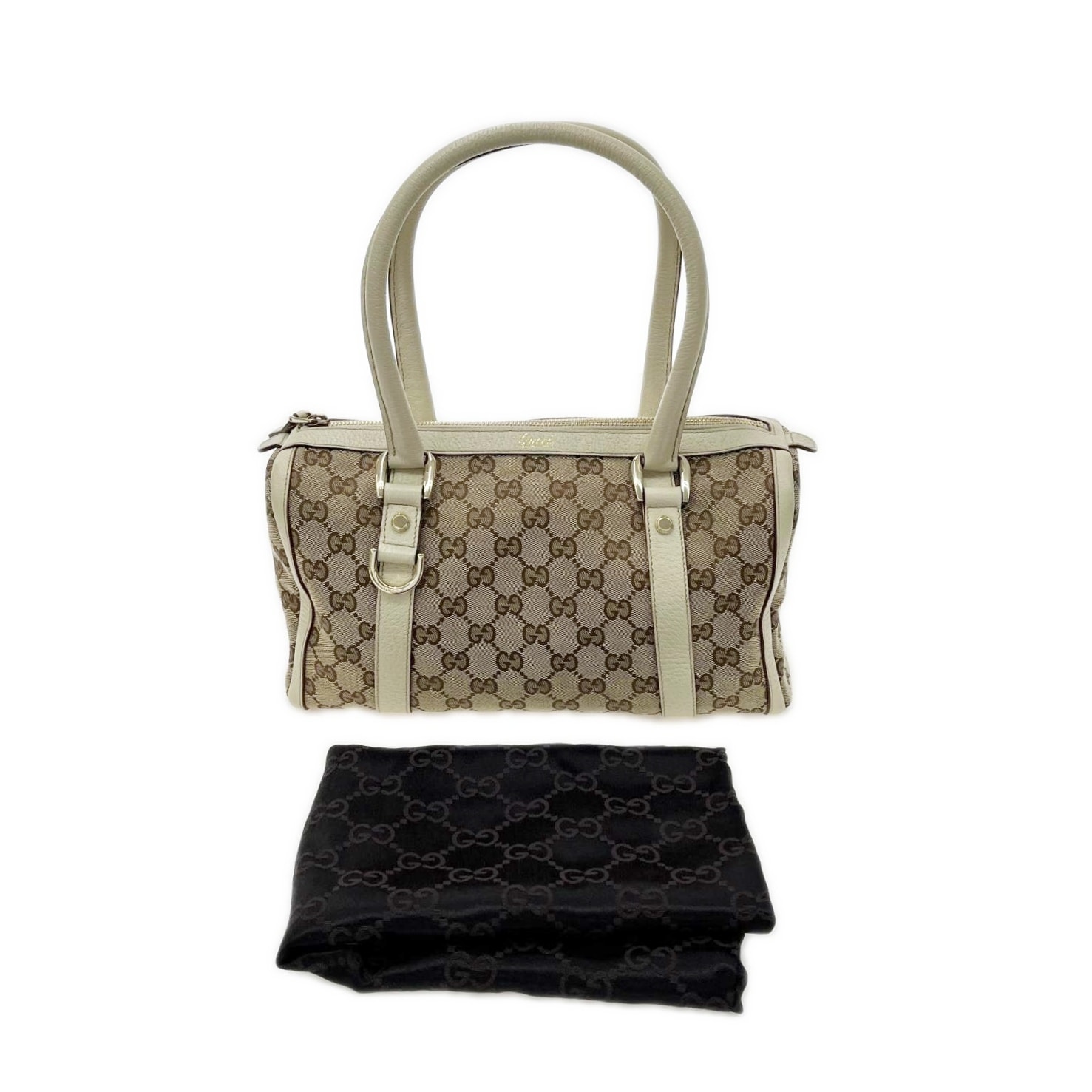 GUCCI グッチ ミニボストンバッグ  ハンドバッグ GG ファスナータグ半分ちぎれ有  130942 ベージュ