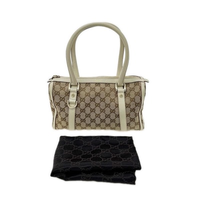 GUCCI グッチ ミニボストンバッグ ハンドバッグ GG ファスナータグ半分ちぎれ有 130942 ベージュ