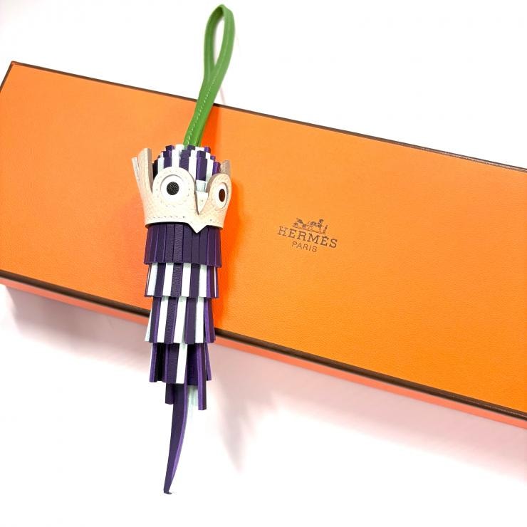 【未使用】エルメス シュエット バッグチャーム アニョーミロ スイフト パープル フクロウ HERMES 正規品 鑑定済み