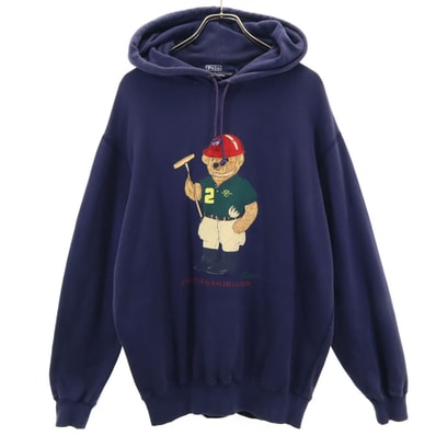 Polo by Ralph Lauren ポロバイラルフローレン 90s ポロベア オールド ポロベア 長袖 スウェットパーカー M ネイビー 裏起毛