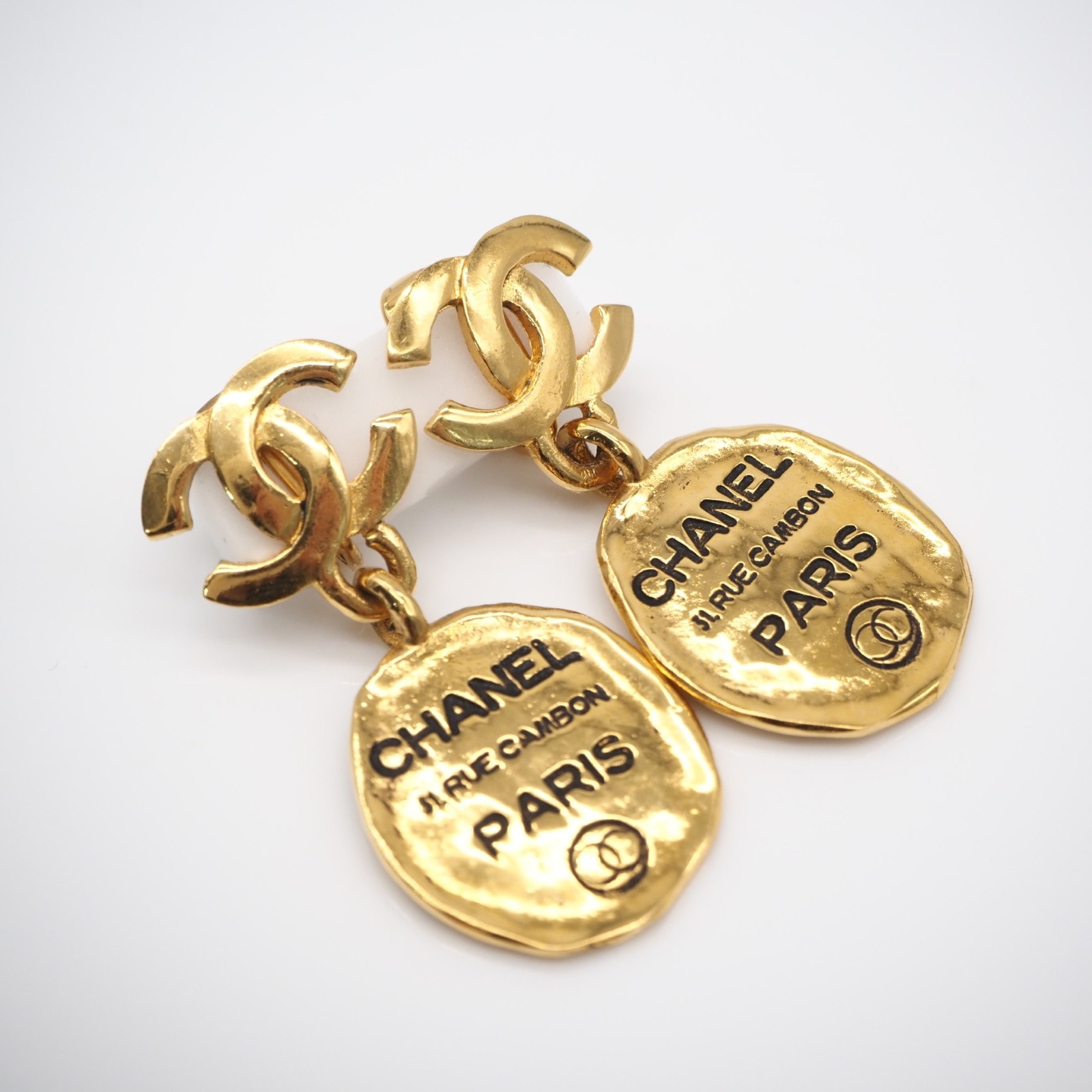 CHANEL シャネル ココマーク カンボンプレート ヴィンテージ イヤリング GP - イヤリング ゴールド GP レディース
