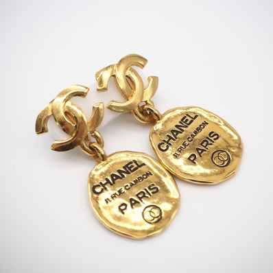 CHANEL シャネル ココマーク カンボンプレート ヴィンテージ イヤリング GP - イヤリング ゴールド GP レディース