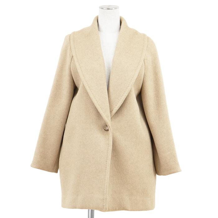 MaxMara マックスマーラ ショートコート サイズ 40 レディース メルトン カシミヤ100% ショールカラー アウター エクリュ イタリア製
