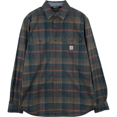 古着 カーハート Carhartt RUGGED FLEX RELAXED FIT チェック柄 長袖 ワークシャツ メンズM相当/eaa622299