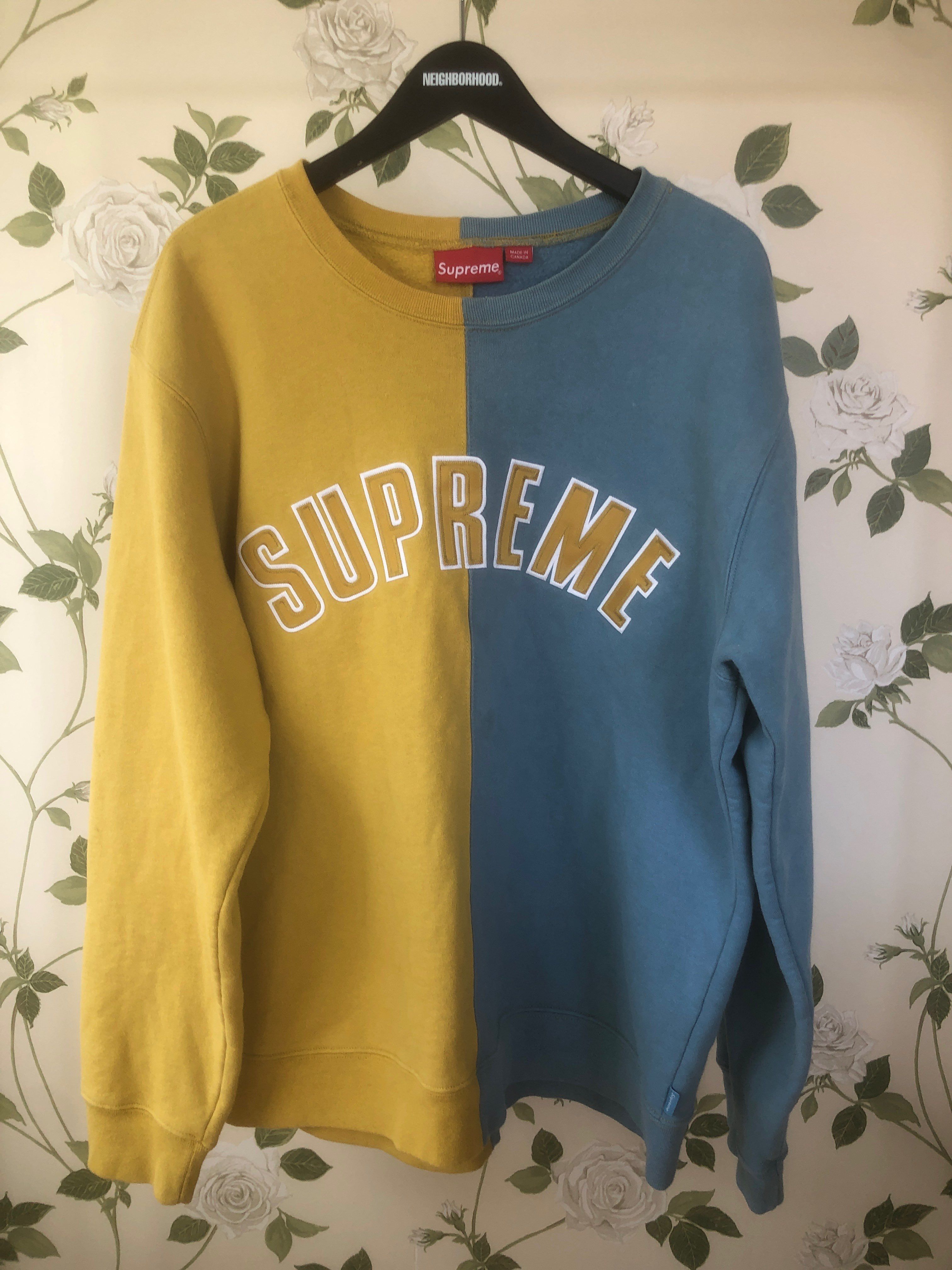 Supreme Split Crewneck Sweatshirt "Yellow"