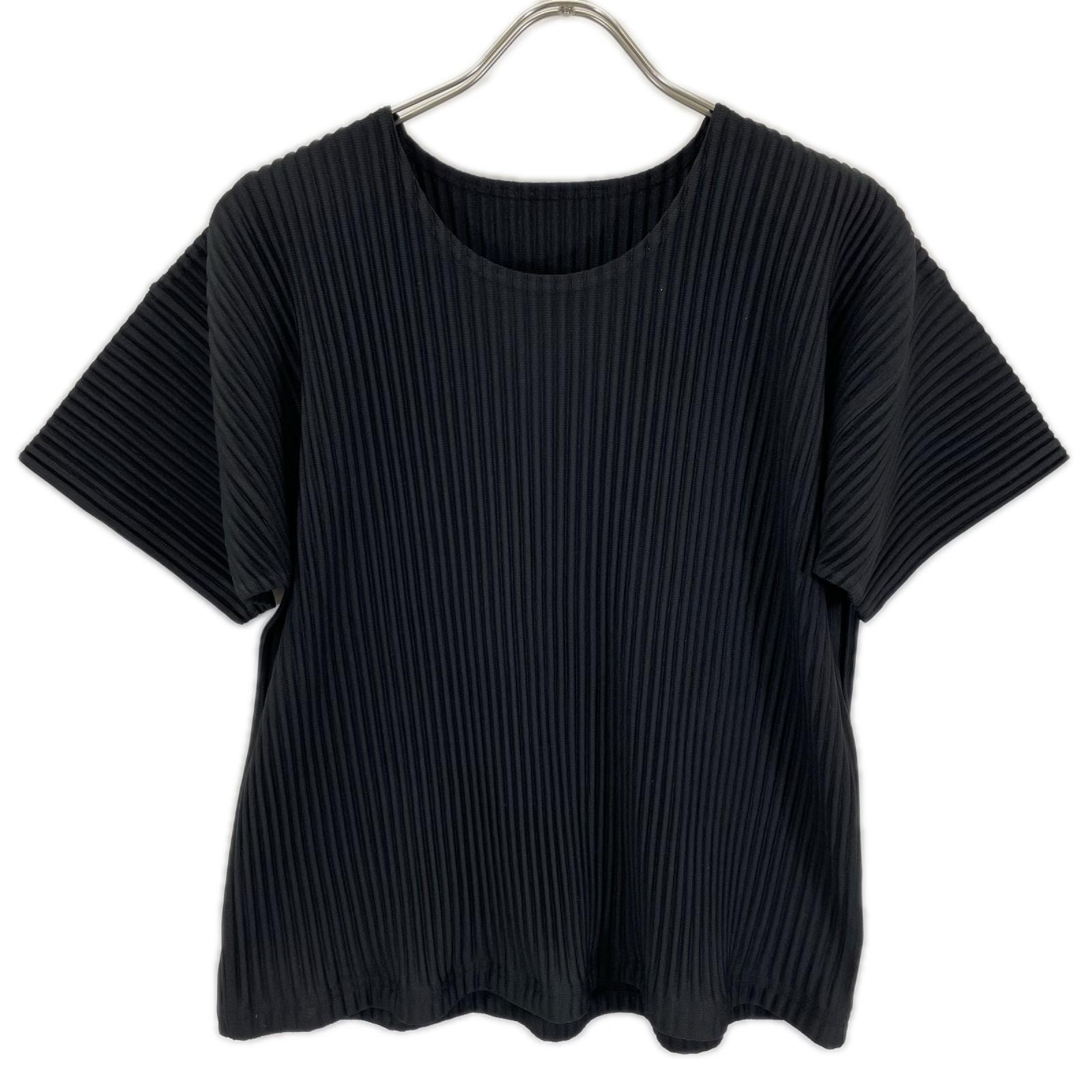 オムプリッセ イッセイミヤケ HP55JK020 ブラック プリーツクルーネックTシャツ 2