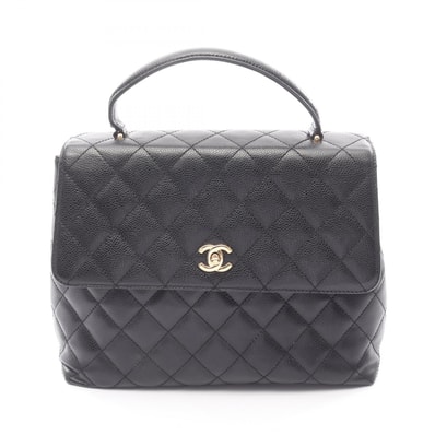 シャネル CHANEL マトラッセ ハンドバッグ バッグ レザー カーフ(牛革) レディース ブラック系 A12397 【中古】