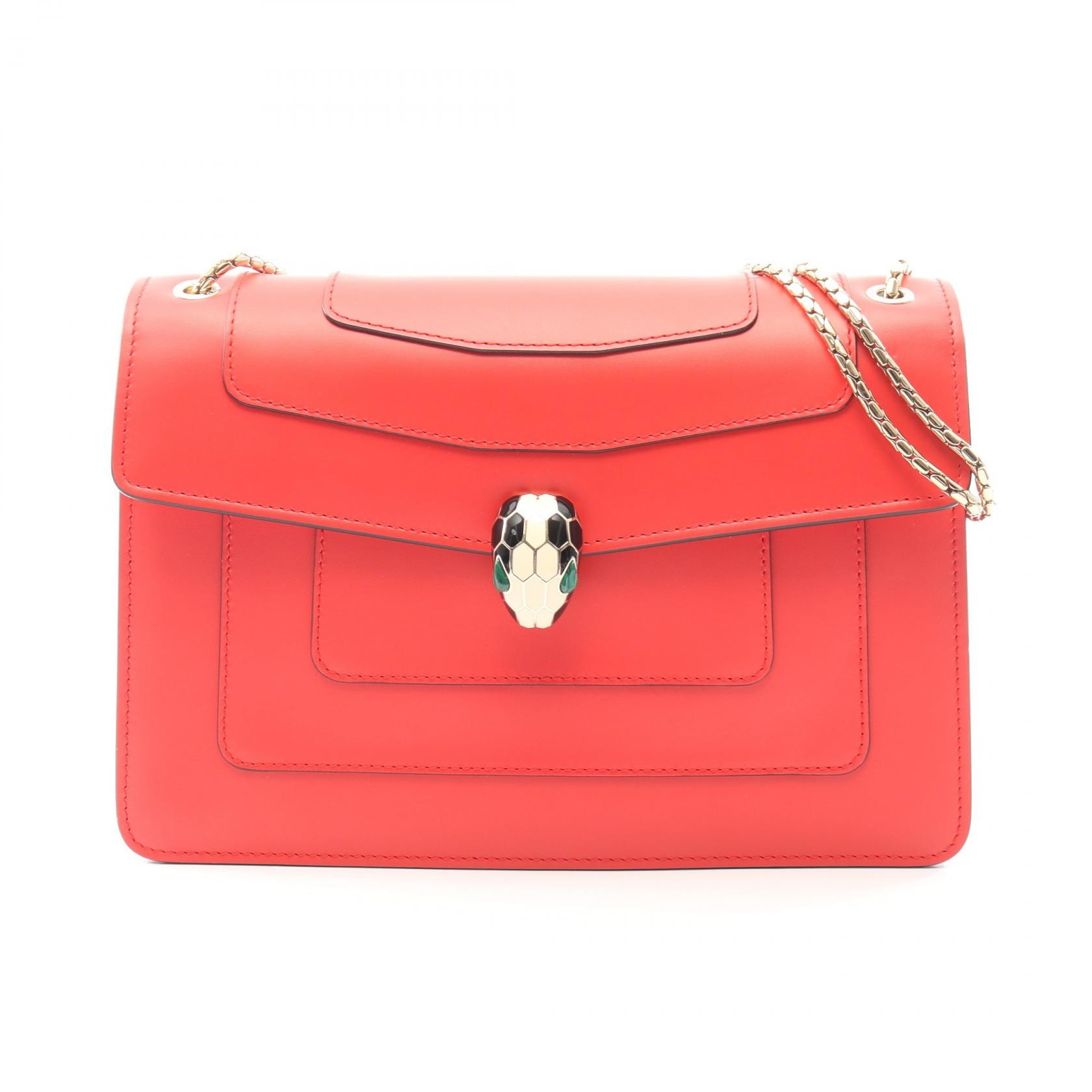 ブルガリ BVLGARI セルペンティ フォーエバー ショルダーバッグ バッグ レザー レディース レッド系 【中古】