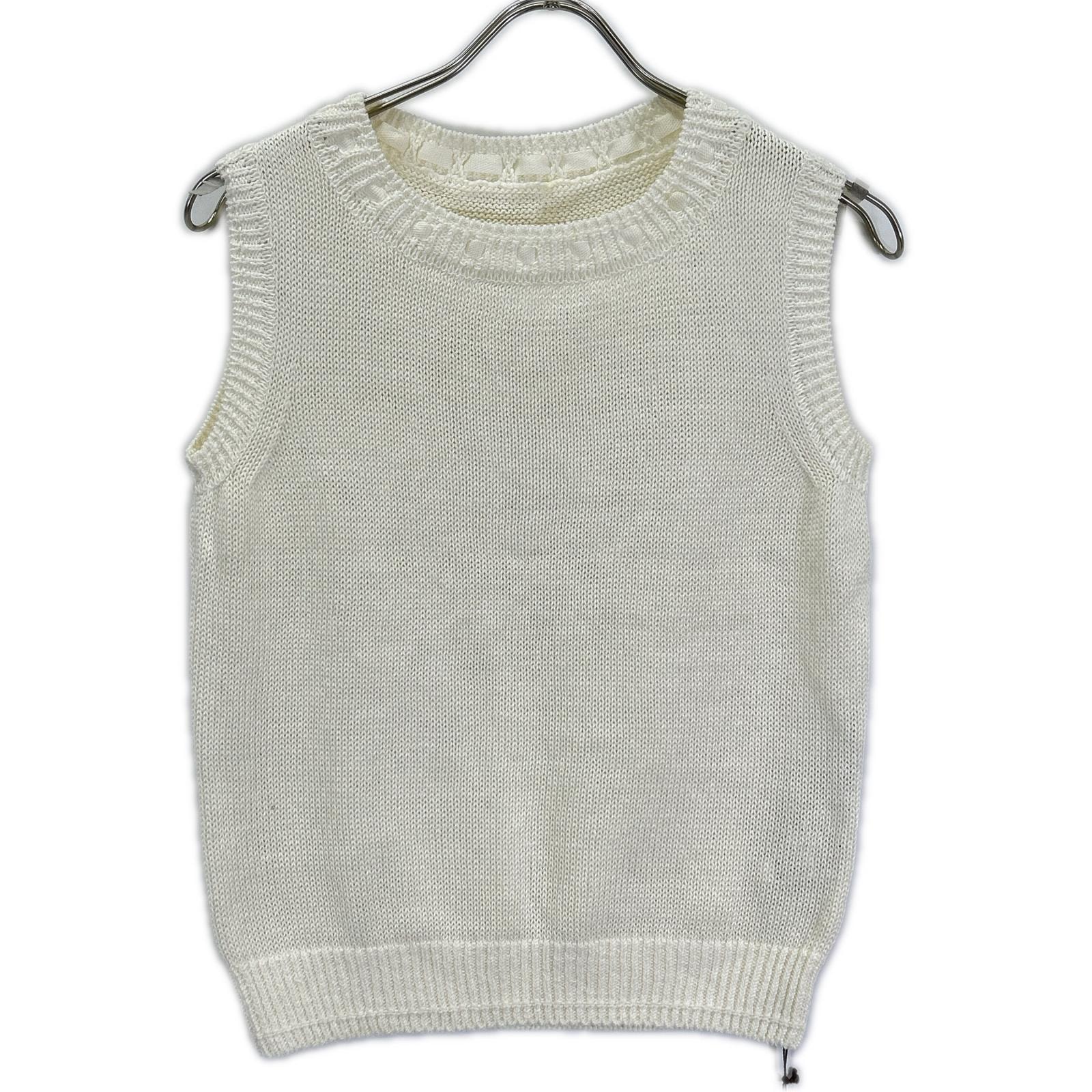 フォクシーブティック 44450 ホワイト リネン100 レサンシエル メッシュニットトップス 38