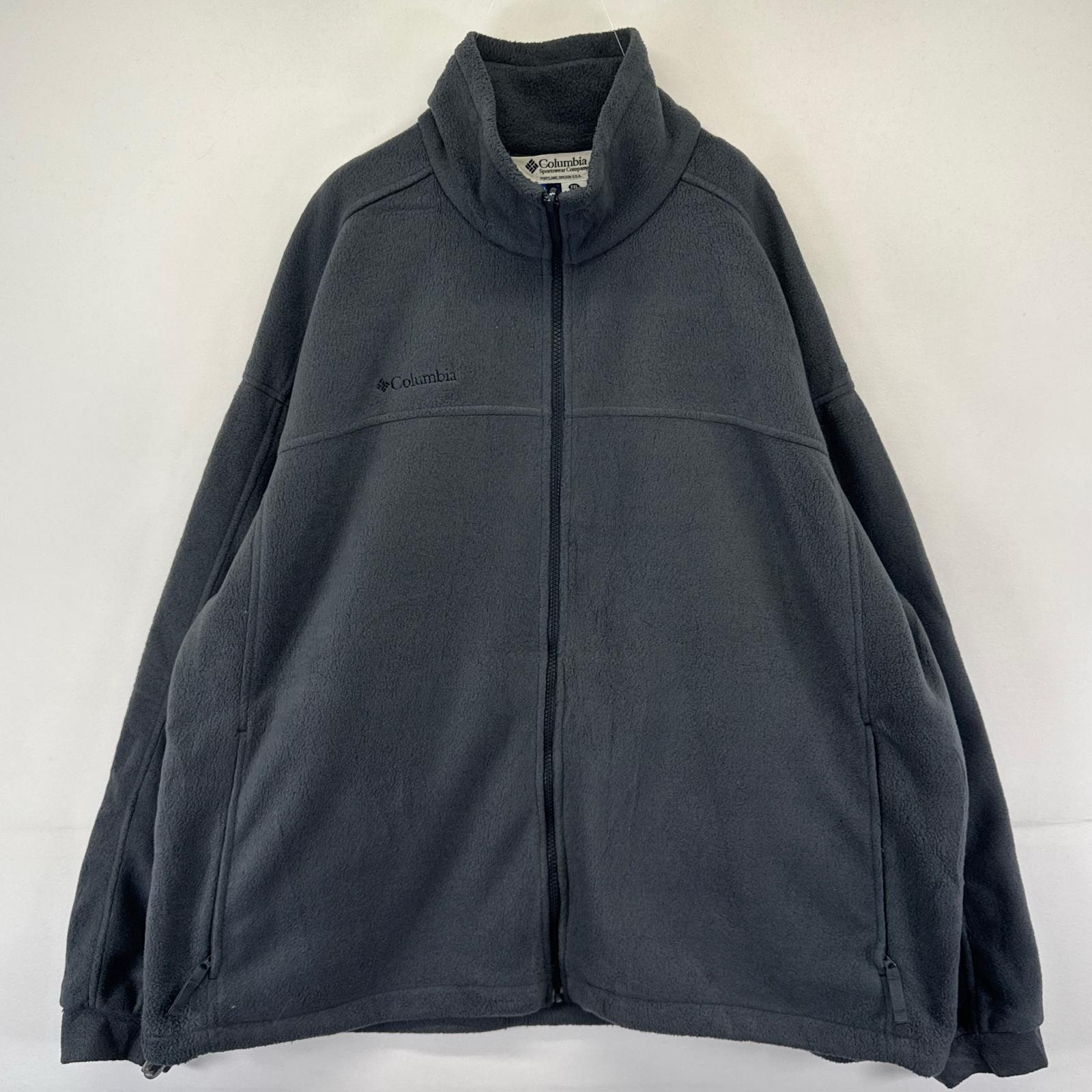 古着 コロンビア Columbia フリース ジャケット フルジップ ワンポイントロゴ 2XL グレー系 メンズ