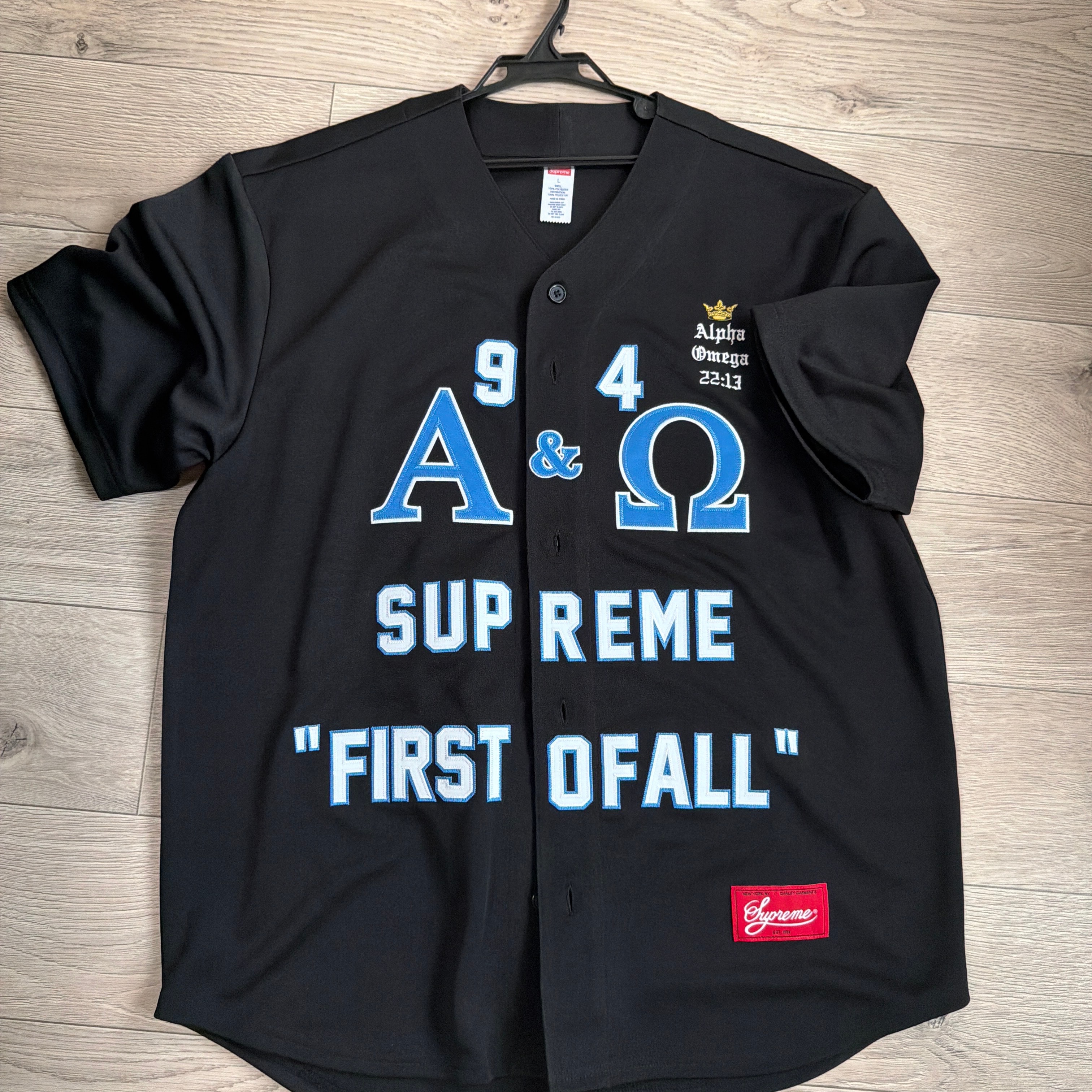 Supreme Alpha Omega Baseball Jersey "Black"