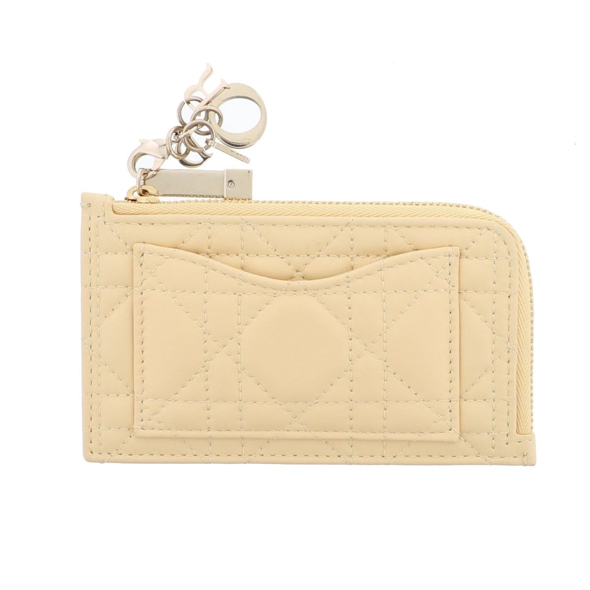 Dior ディオール Lady Dior Cosmos ジップ カードホルダー コインケース S0965ONMJ ラムスキン イエロー  レディース【中古】