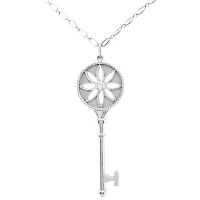 ティファニー デイジー キー ネックレス 18金 K18ホワイトゴールド ダイヤモンド レディース TIFFANY&Co. 中古