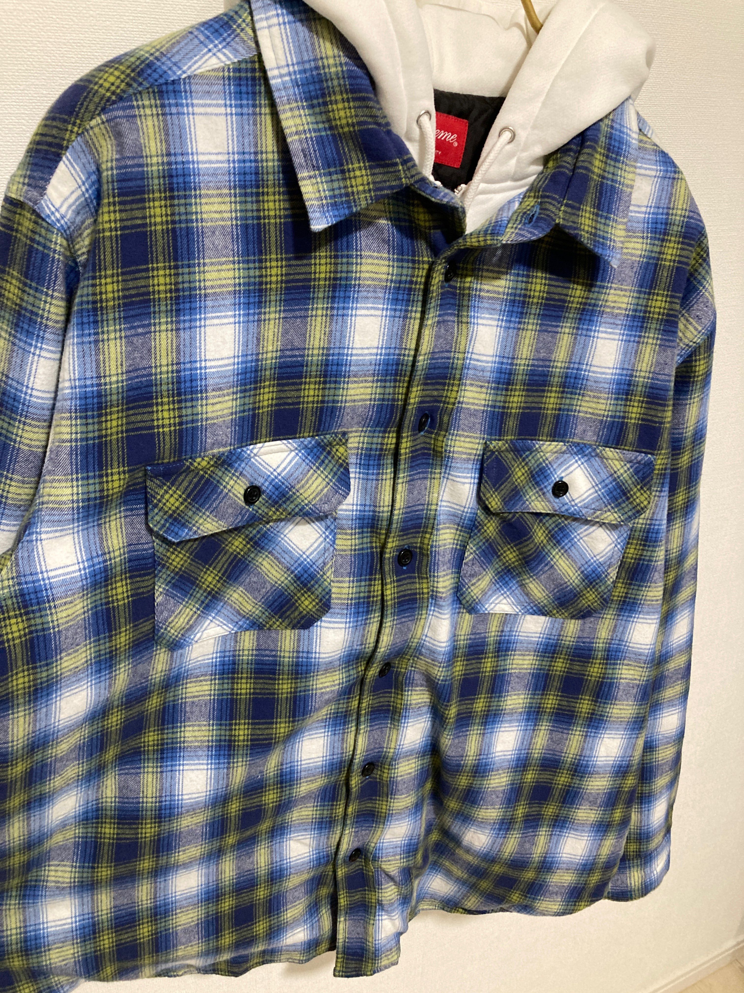 Supreme Hooded Flannel Zip Up Shirt "Blue"