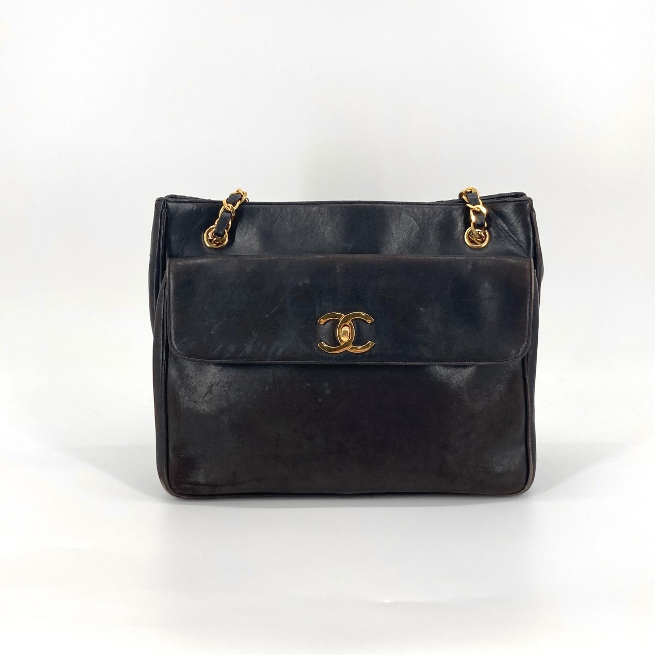 CHANEL(シャネル) ココマーク ゴールド金具 レザー ターンロックポケット 2番台 A03682 ショルダーバッグ ブラウン×ゴールド
