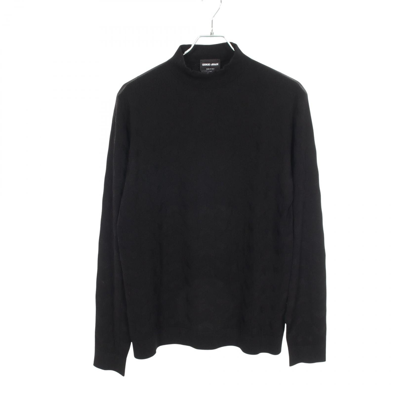 ジョルジオアルマーニ GIORGIO ARMANI ハイネック 総柄 リブ ニット 衣料品 トップス ビスコース メンズ ブラック系 6KSMA8 【中古】