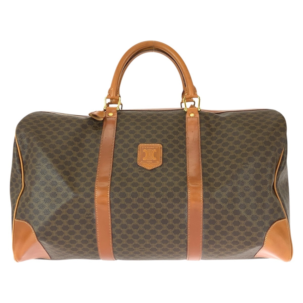 美品 CELINE セリーヌ ヴィンテージ マカダム ブラウン ゴールド金具 PVC レザー/ ボストンバッグ 旅行バッグ 男女兼用 600768 【中古】