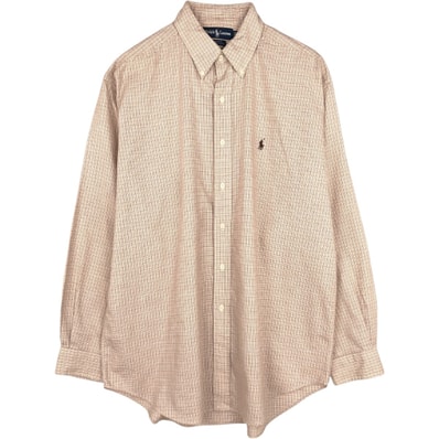 古着 ラルフローレン Ralph Lauren BLAKE 長袖 ボタンダウンチェックシャツ メンズL相当/eaa662725