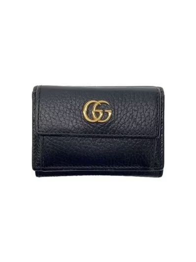 GUCCI Petit GG Marmont Leather Wallet "Black"