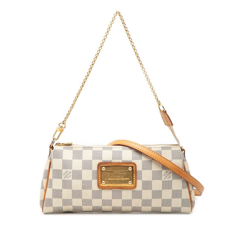 ルイ ヴィトン ダミエ アズール エヴァ ハンドバッグ ショルダーバッグ 2WAY N55214 ホワイト PVC レザー レディース LOUIS VUITTON 【中古】