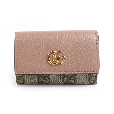 グッチ GUCCI キーケース GGマーモント GGスプリームキャンバス/レザー ピンク×ブラウン ユニセックス 456118【中古】 h30848f