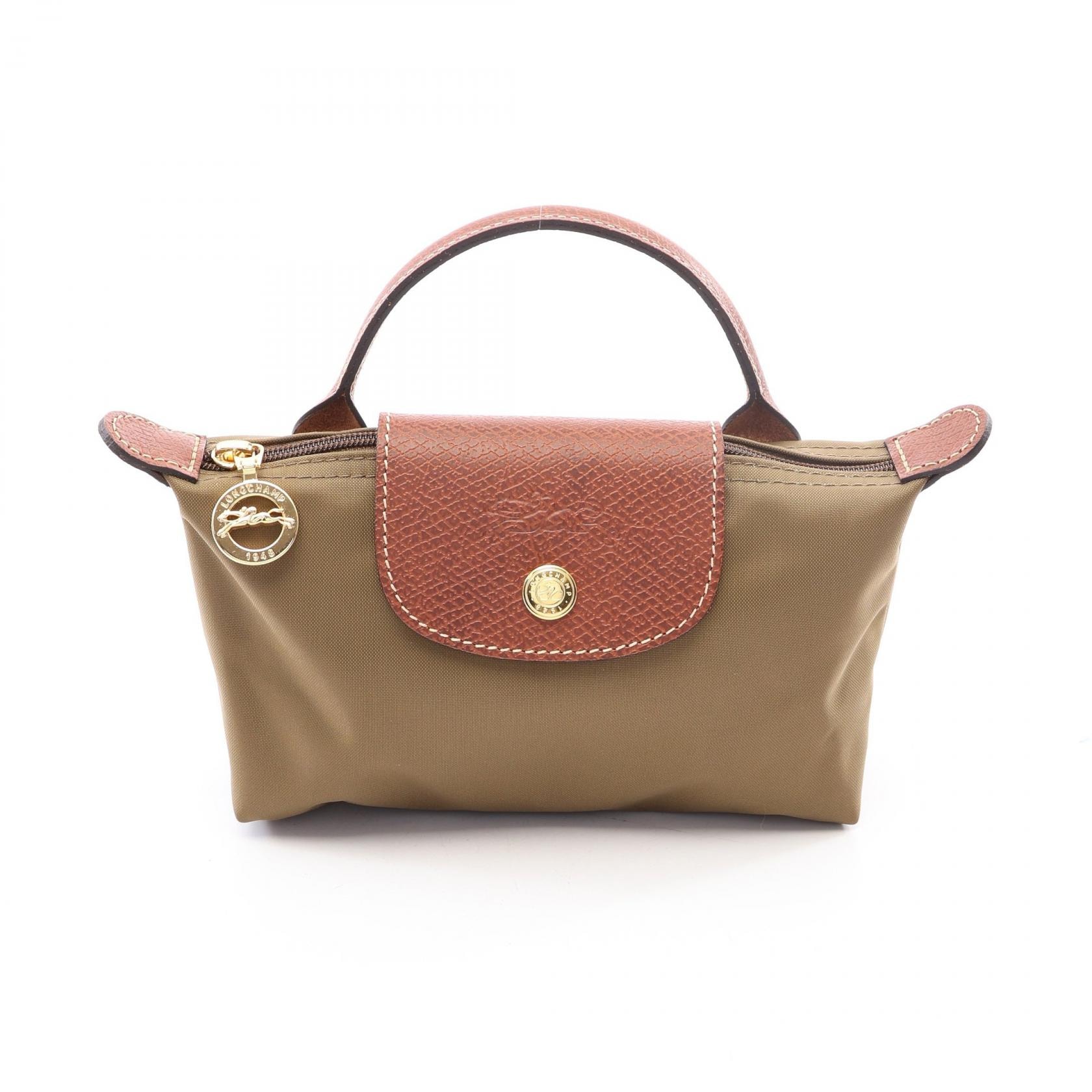 ロンシャン Longchamp ル プリアージュ オリジナル ポーチ ハンドバッグ バッグ キャンバス レザー レディース カーキ系 / ブラウン系 34175089510 【新品】