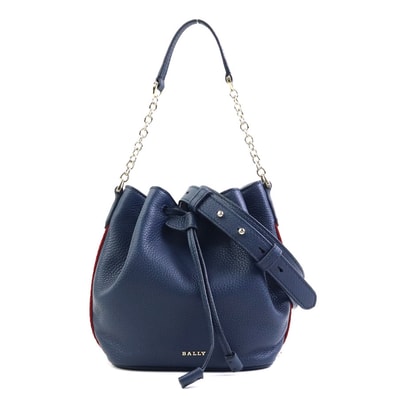 バリー BALLY ショルダーバッグ ハンドバッグ レザー ネイビー レディース【中古】 56792i