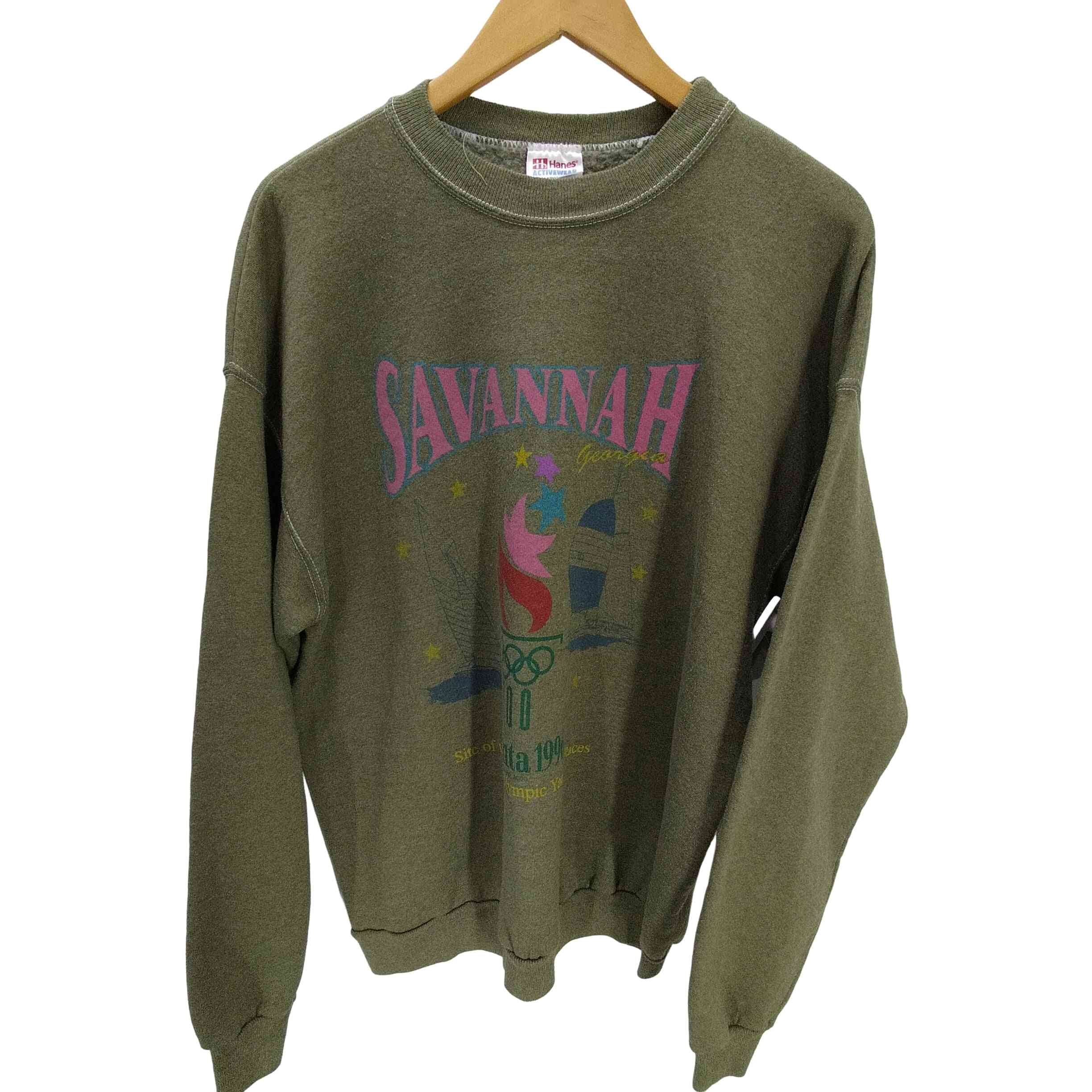 90S USA製 SAVANNAH Atlanta 1996 両面 プリント スウェット トレーナー 霜降り【1140673823236】