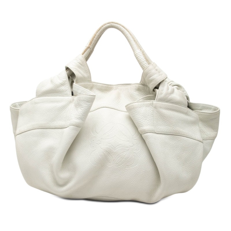 ロエベ アナグラム ナッパアイレ ハンドバッグ ホワイト レザー レディース LOEWE 【中古】