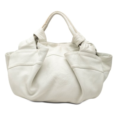 ロエベ アナグラム ナッパアイレ ハンドバッグ ホワイト レザー レディース LOEWE 【中古】