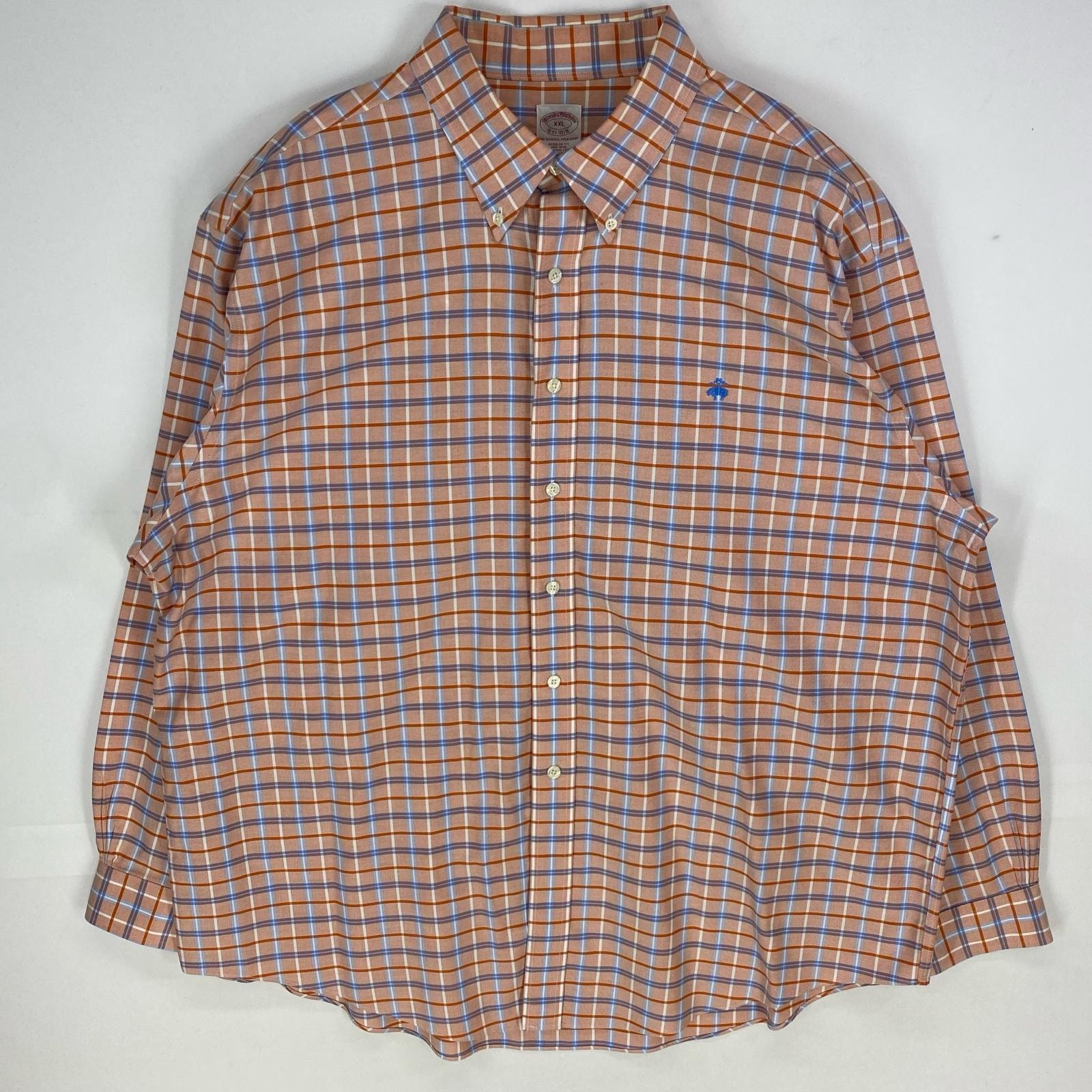 古着 ブルックスブラザーズ Brooks Brothers 長袖シャツ ワンポイント ロゴ刺繍 1818 2XL  オレンジ系 チェック メンズ
